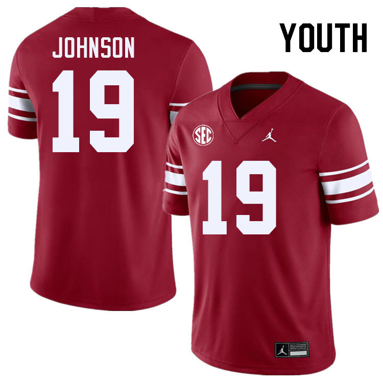 Youth #19 Jacobe Johnson Oklahoma Sooners 2024 SEC Conference College Football Jerseys-Throwback